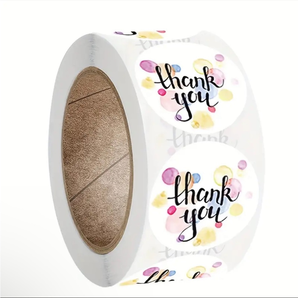 Roll of 500 Pastel Bubbles Round Thank You Labels